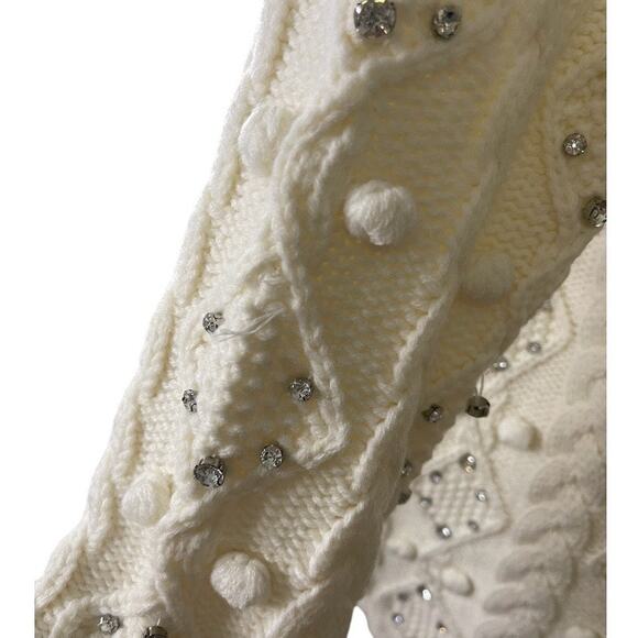 Retrofete Maple Embellished Sweater Dress Cable Knit Merino Wool Rhinestone Sz M - Picture 14 of 14